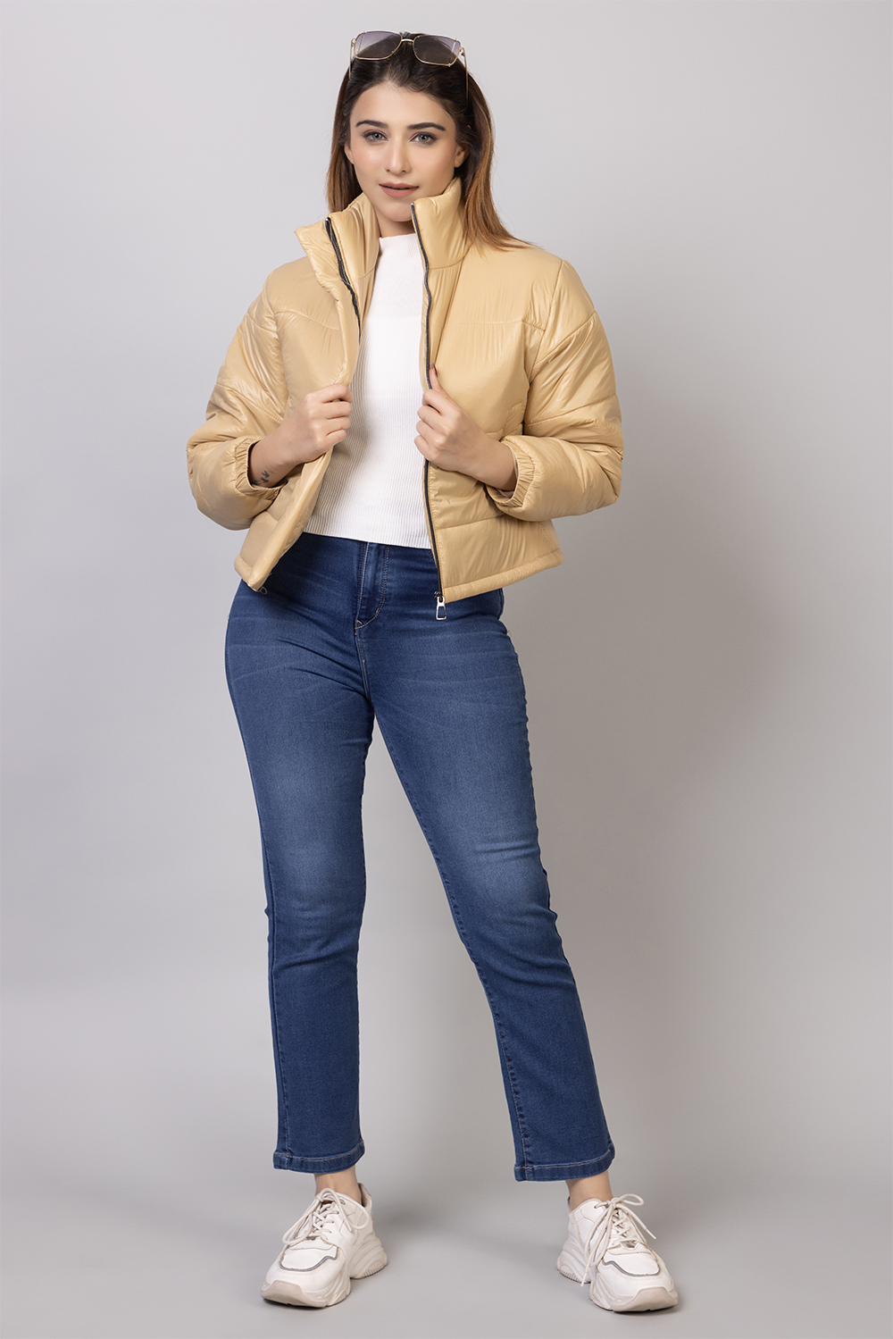 Light Yellow Crop Jacket for Women