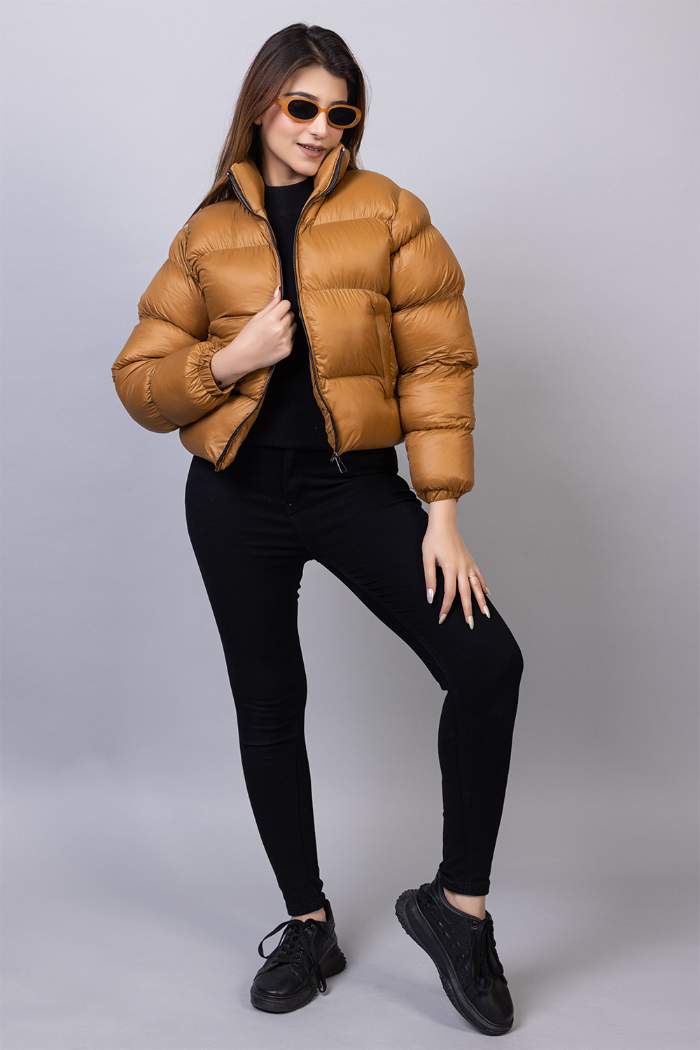 Mustard Puffer Jacket for Women