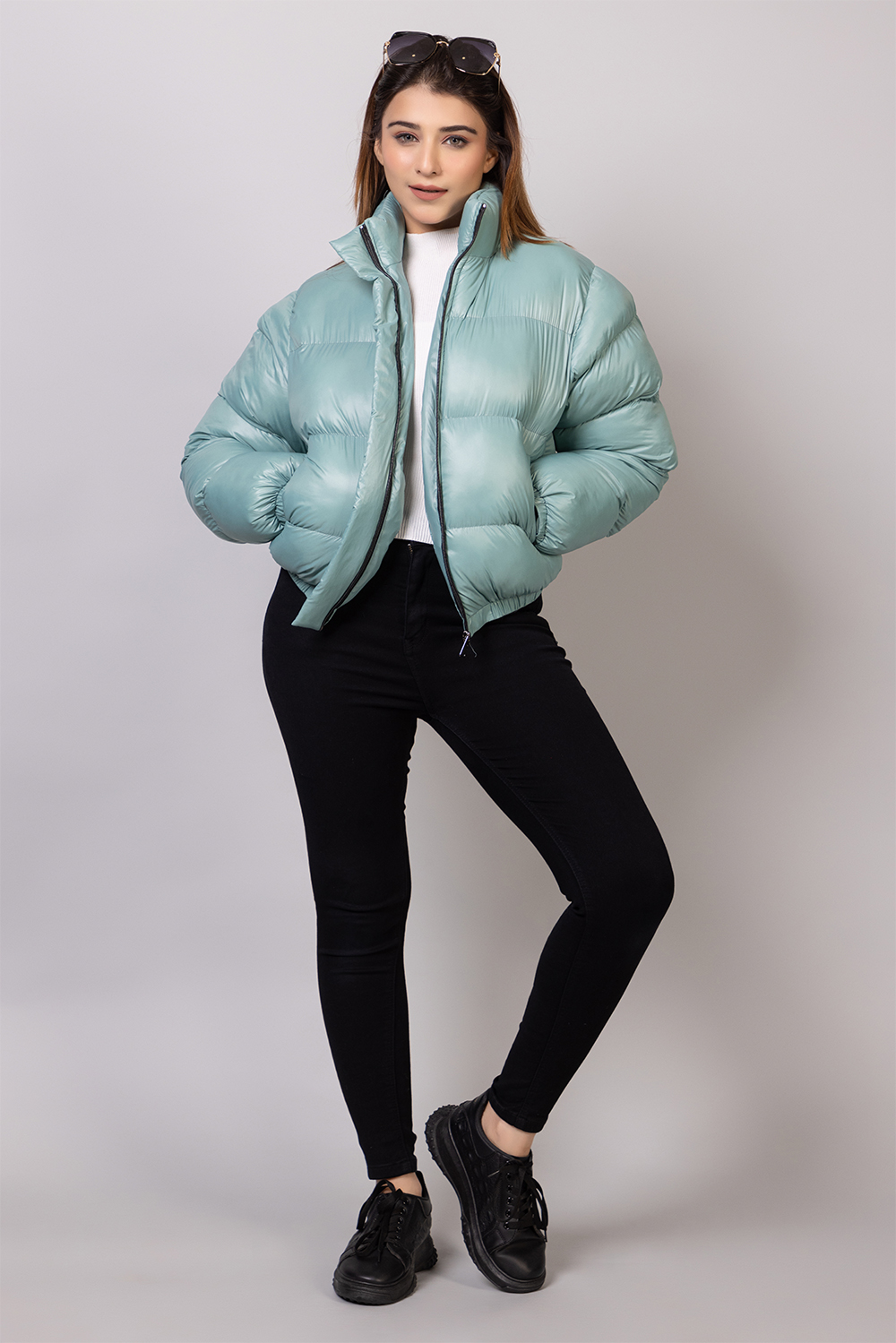 Baby Blue Puffer Jacket for Women