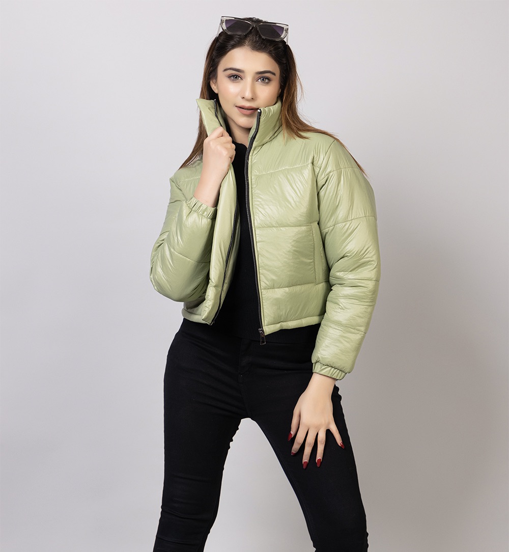 Light Green Crop Jacket for Women