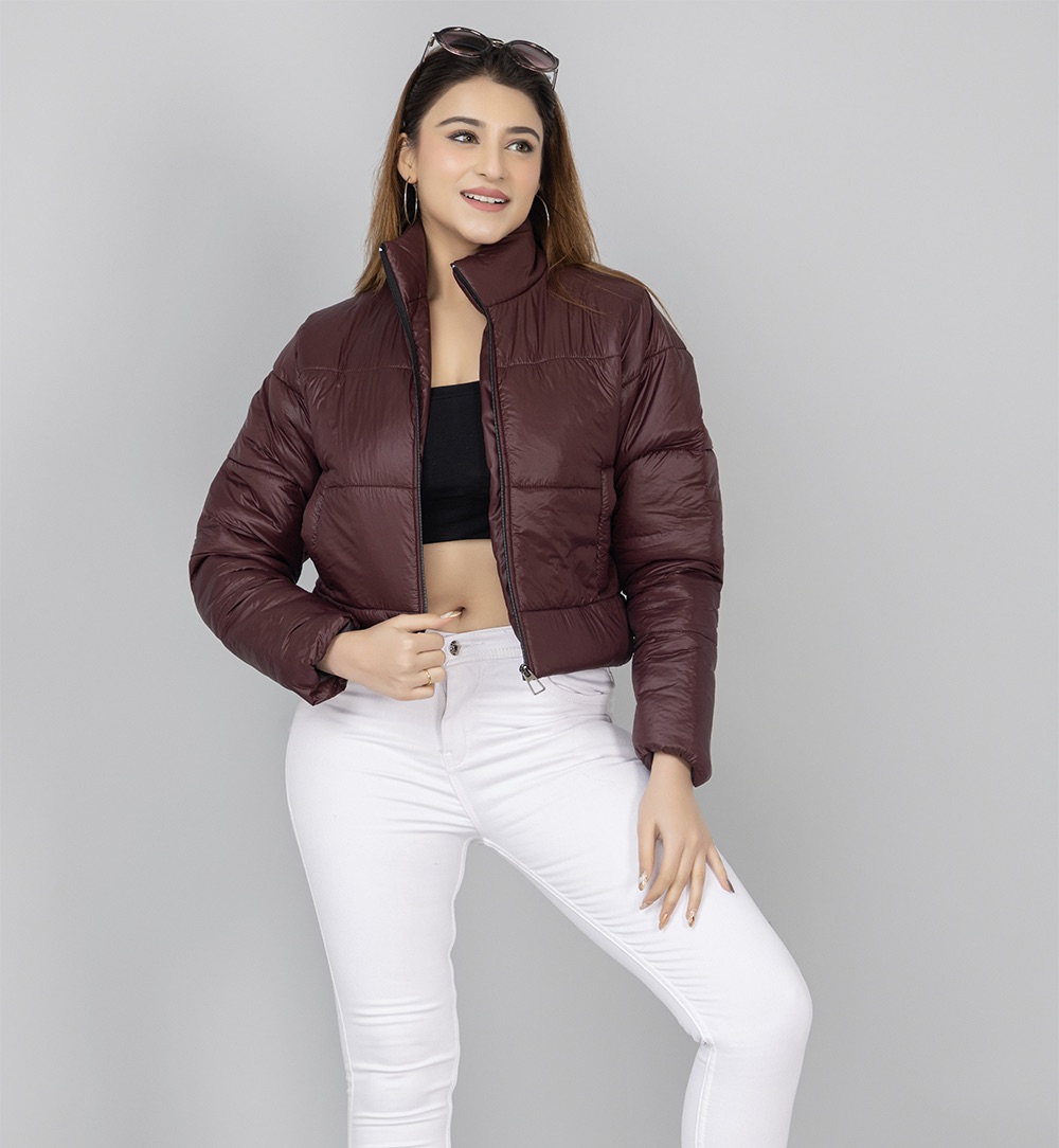 Dark Maroon Crop Jacket for Women